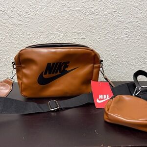 Nike Tan Crossbody Bag with Black Logo